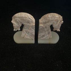 Mini horse marble, bookends, antique