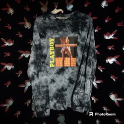 Playboy By Pacsun Men’s Medium Long Sleeve Shirt Women on Tennis Court Logo 