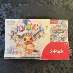 This item is a Pokémon Scarlet & Violet Prismatic Evolutions Elite Trainer Box and Booster Bundle 2-Pack. 
