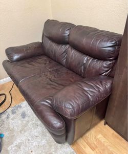 Beautiful brown leather sofa couch