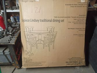 brand new in a box five piece angle line Lindsay traditional dining room set