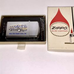 NOS Vintage Rare Zippo 1978 Lighter, (Blue Bird Coach Lines, Inc.) With Box