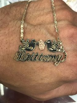 14k Gold any name & 18 inch long valentino chain