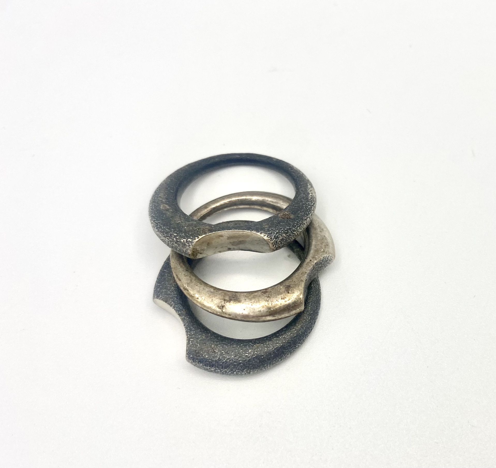 Three Hand Made Silver Rings