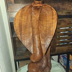 King Cobra Wood Sculpture