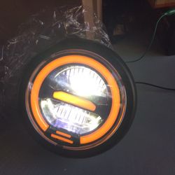 ( 1 PIECE ) Motorcycle Bike LED Headlight 6.5” Hi/Lo DRL +Bracket For Honda Yamaha Suzuki Cafe Racer Bobber. (orange Color)  