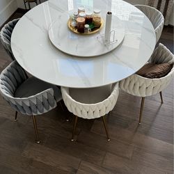 Modern 59 inch Round lazy susan dining table