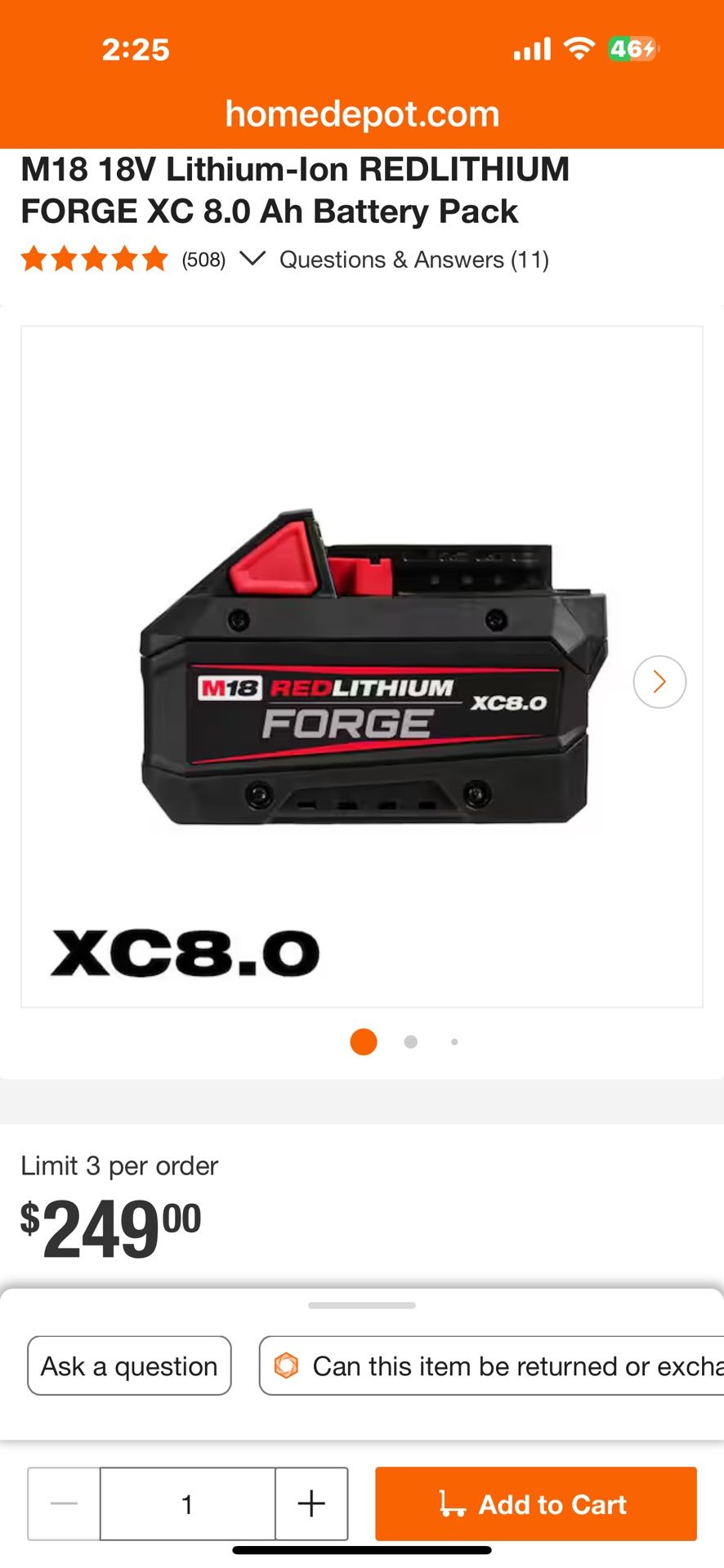 MILWAUKEE M18 FORGE XC 8.0 BRAND NEW IN PACKAGE RED LITHIUM