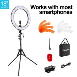 Emart 18inch LED Ring Light, 55W Dimmable Selfie Light with Adjustable Tripod Stand & Phone Holder