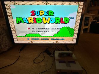 Original Nintendo SNES Console Bundle – Tested & Working – Super Mario World + 4 Controllers