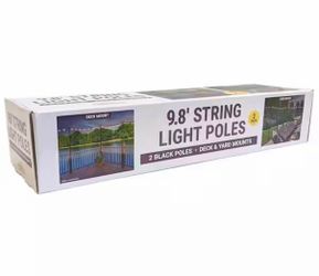9.8 ft. String Light Poles, Black 2-Pack