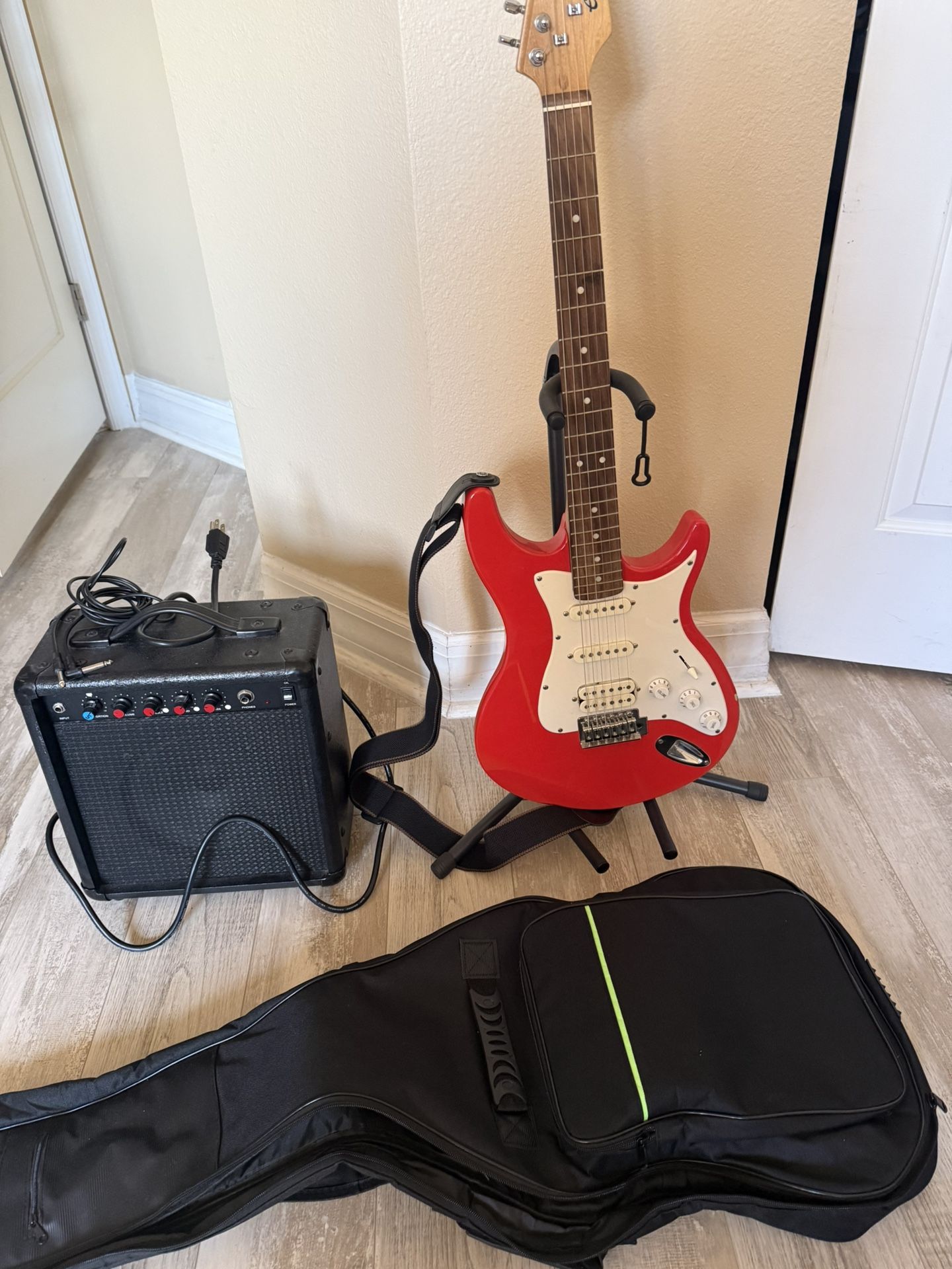 Red Beringer Strat Style Guitar