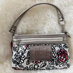 Coach Poppy Graffiti Floral Double Zip Wristlet Y2K