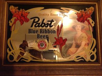 Vintage Pabst blue ribbon beer mirror