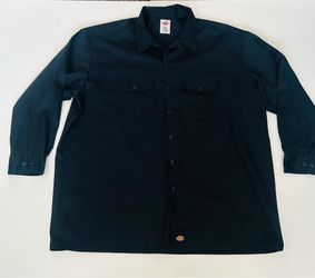 Dickies Mens Size 3XL Essential Work Long Sleeve Thick Shirt Navy Blue