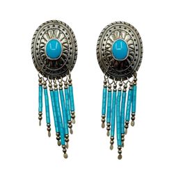 TK Zuni Southwestern sterling silver turquoise drop earrings - GM1