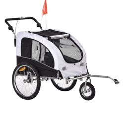 2-In-1 Dog Bike Trailer & Stroller, White