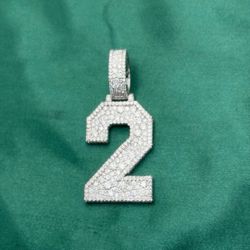 NUMER 2 VVS D Moissanite Sterling Silver Pendant