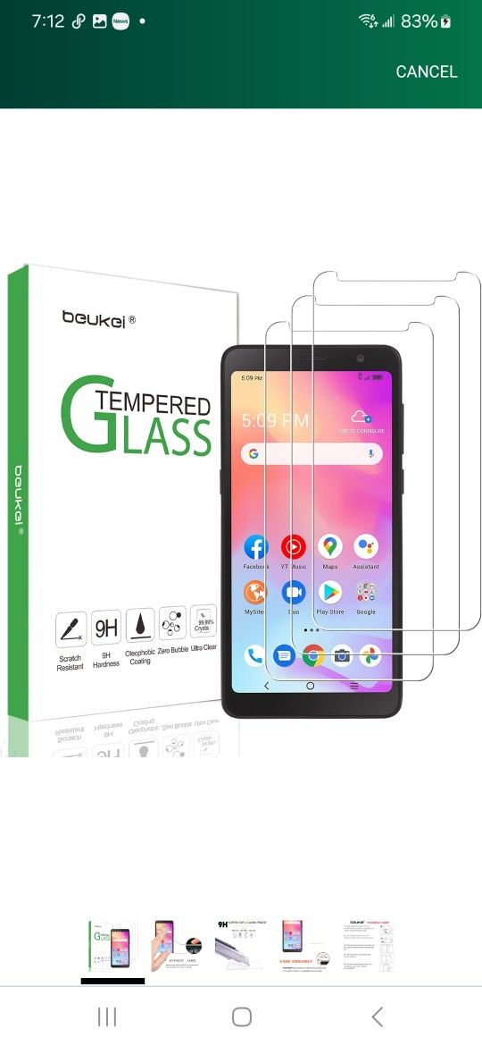 beukei (3 Pack) Compatible for Alcatel TCL A3 (A509DL) Screen Protector Tempered Glass, (5.5 inch) Touch Sensitive,Case Friendly, 9H Hardness
