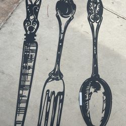 Metal Wall Art Utensils Set