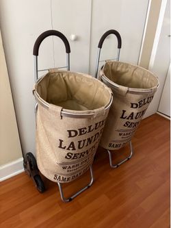Stair Climber Laundry Trolley Dolly, Beige (2 Available)