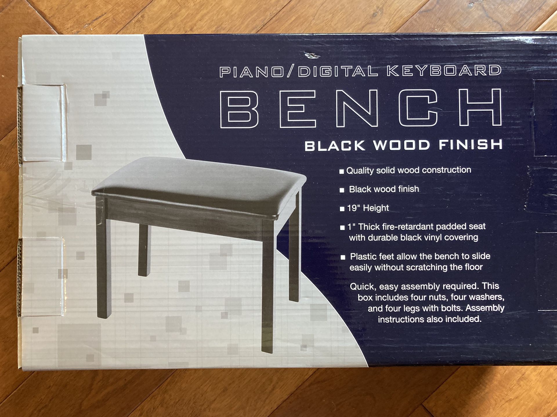 Piano bench black in box