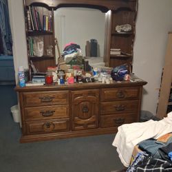 Solid Oak Dresser  With Mirror.