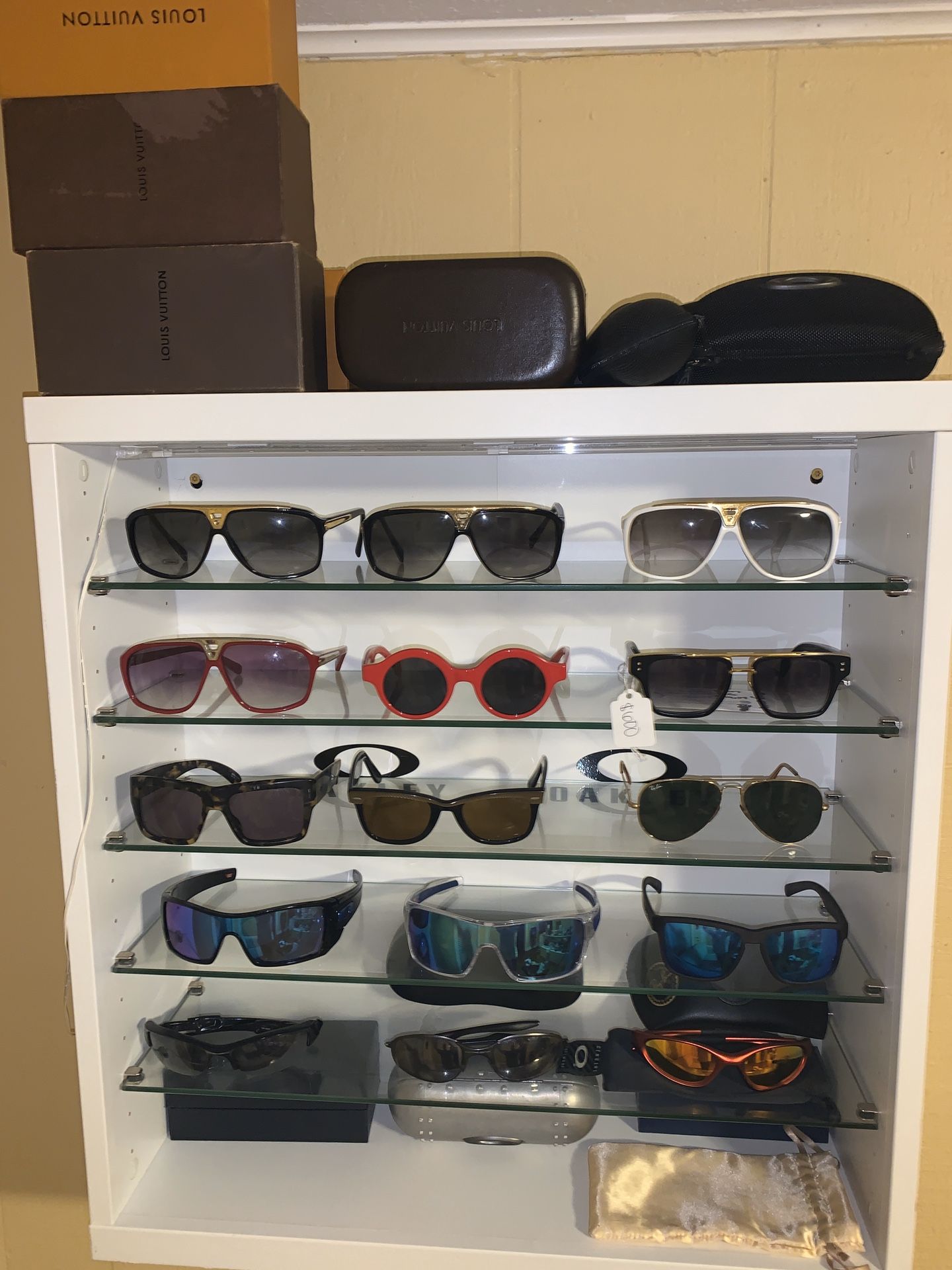 Sunglasses collection with display case