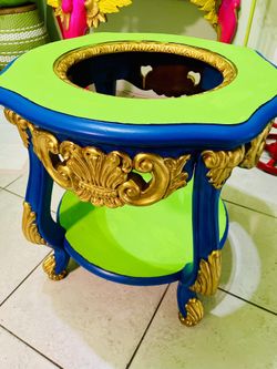 Wood And glass Lamp Table Maximalist