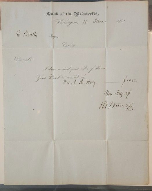 1851 Bank of the Metropolis Notification Letter