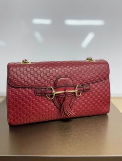 GUCCI MICROGUCCISSIMA SHOULDER BAG USED – RED LEATHER ENTRUPY CHECKED