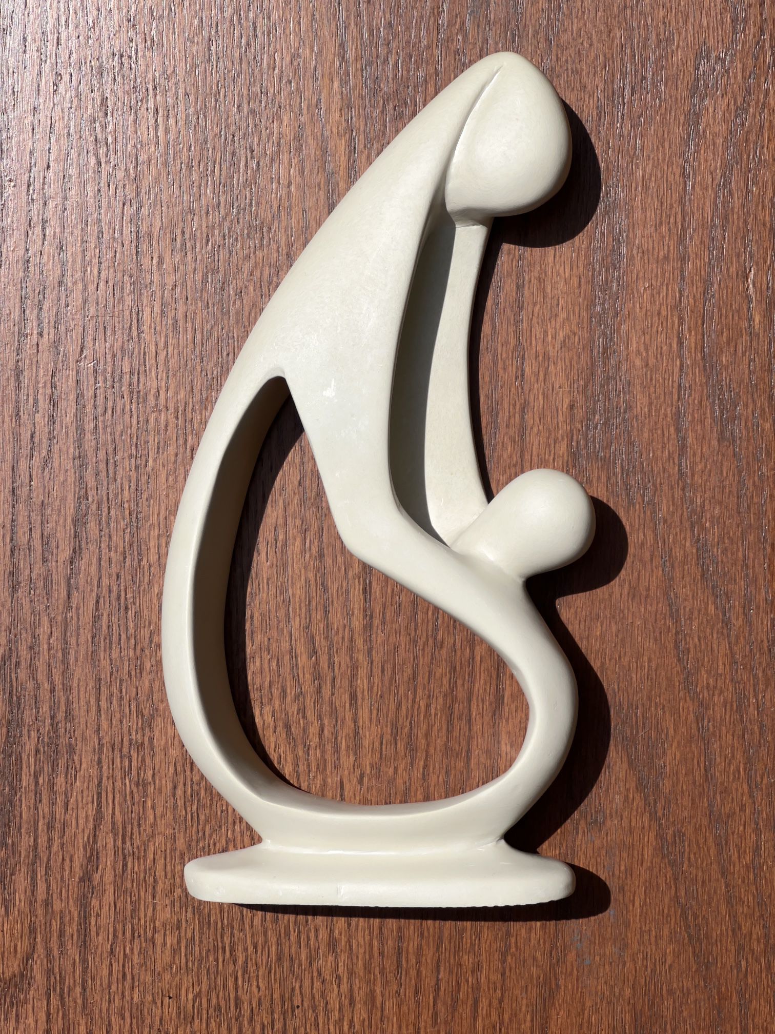 Hand Carved African Soapstone Modernism Sculpture Art Abstract MCM Art Deco  Mother & Child 10”