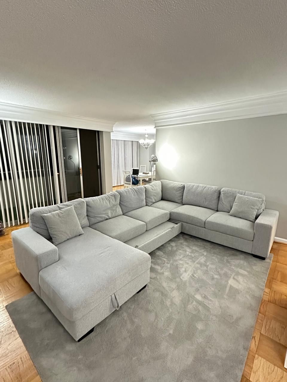 FOR SALE: Large Modern Light Gray Sectional Sofa 