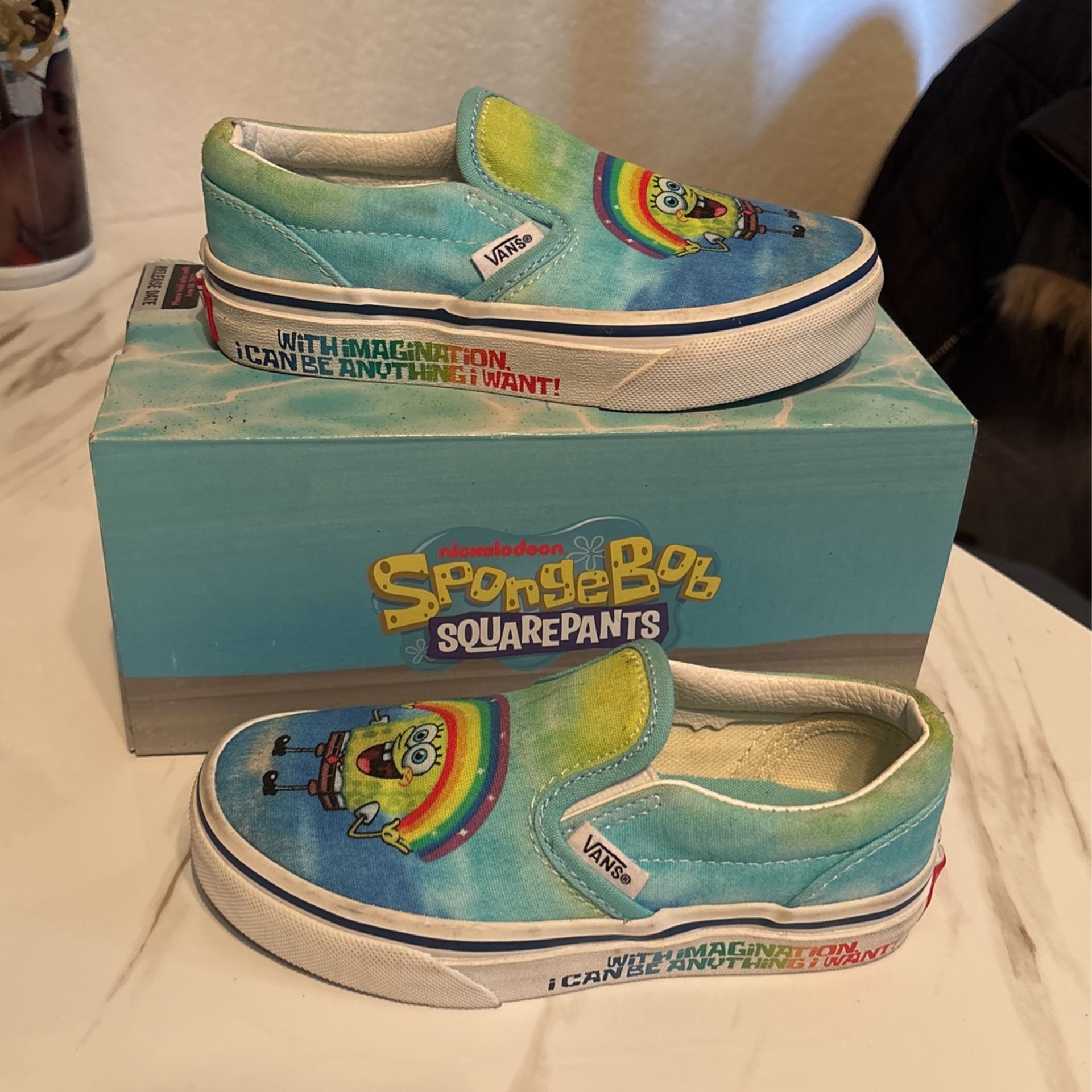 Boys SpongeBob Vans Slip On Size 11.5