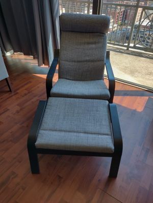 Ikea Poang Armchair Black Brown Hillared Anthracite With Ottoman