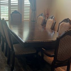 Formal Dining Table , 8 Chairs, Matching Hutch, Entry Table with Matching Mirror 