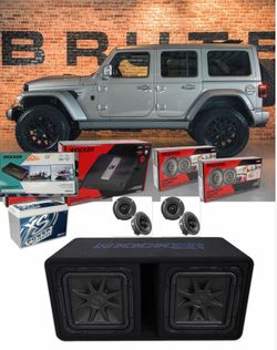 JEEP WRANGLER FULL BASS AND VOICE PACKAGE KICKER AUDIO INSTALLED