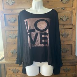 Woman’s High Low Hemline Tunic Top LOVE Size XL By Juicy Couture 