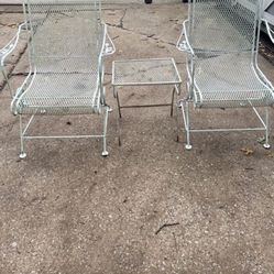 Wrought Iron Small Table with 2 Rocker Chairs 