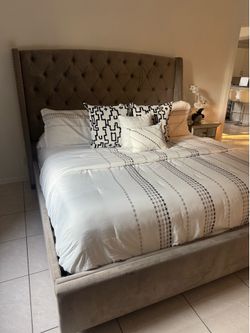 Raven gray king size bed frame