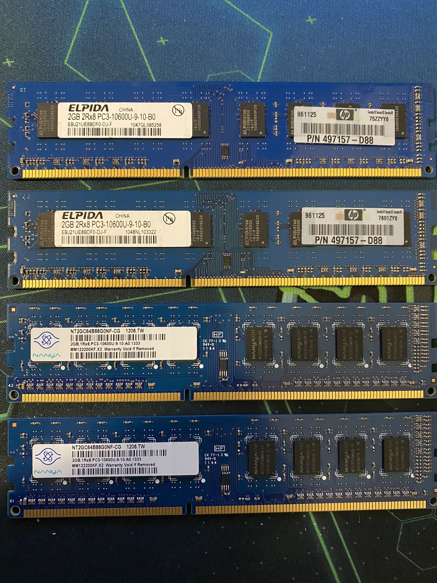 Elpida/Nanya DDR3 8gb (4x2gb) 1333mhz RAM