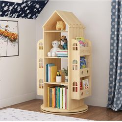 Heehee Rotating Bookshelf 360 Display Floor Standing Bookcase Storage Rack Children's Bookshelf
