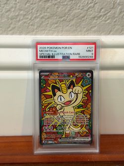 Pokemon Meowth ex #121 SIR PSA 9