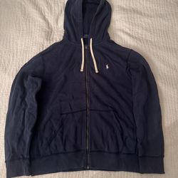 Navy Blue Heavyweight Polo Zip Up Large