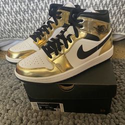 Jordan 1 Mid Metallic Gold Sz 9 Mens