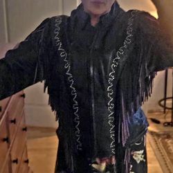 Leather Fringe Jacket Size Large 