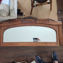 ANTIQUE  MIRROR HAND-CARVED WOOD