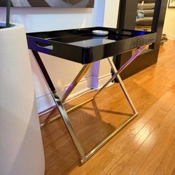 Pair of Park Avenue Gold/Black Folding Accent Tables (New In Box)