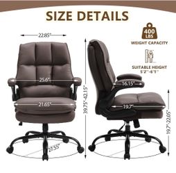 New 400 Lbs Capacity Office Chair, Double-Cushioned