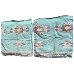 Vintage Southwest Pillow Covers Cases Teal Blue Pink White 17” X 18”